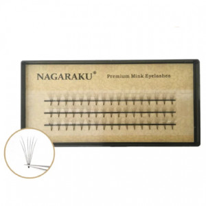 NAGARAKU, Пучки ресниц 6D, на ленте, C-изгиб, норка, 10 мм